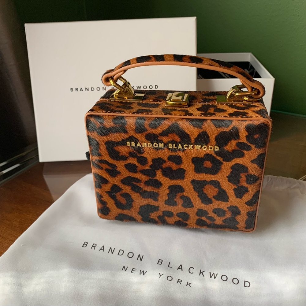 NWOT Brandon Blackwood Leopard Print Trunk Bag - Brown/Black